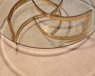 Perfect late MCM glass and brass Coffee Table 
