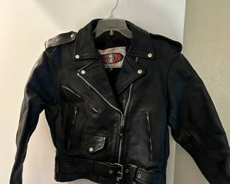 Men’s and ladies motorcycle leather jackets.