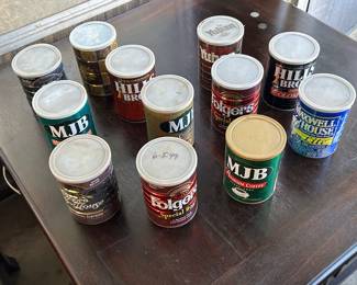 Vintage metal coffee cans