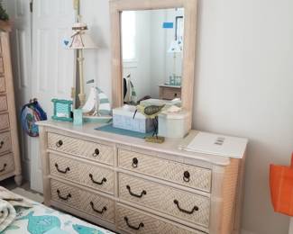 Tropical bedroom set: dresser with mirror