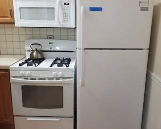 Gas range & microwave oven; sorry, fridge not for sale