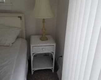 Wicker table; table lamp