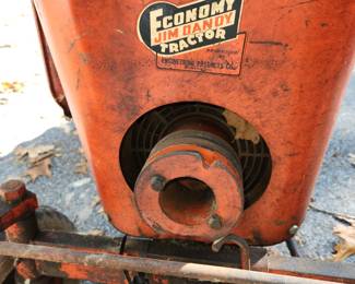 Vintage Jim Dandy Economy Tractor w/ belly mower, snow plow & wheel weights, pull start. Not currently running.
