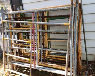 Scaffolding, Available for pre-sale: $900.00. 17 sections plus rails, platforms and some wheels