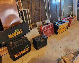 Dewalt, Milwaukee fastener storage cases, some full