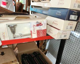 New, in-box bathroom faucets, towel bars and more
