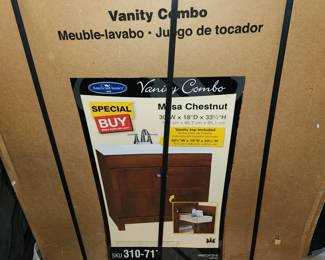 New, in-box bathroom vanity with countertop