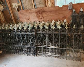 Ornate, antique iron fencing with 8 posts and 2 gates. 88.25 linear feet. Available for pre-sale: $4,900.00