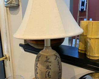Lamp with Chinese Writing Bottle Style Base
