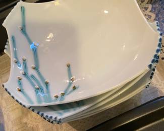 Set of 5 Rice Plates with Floral Design