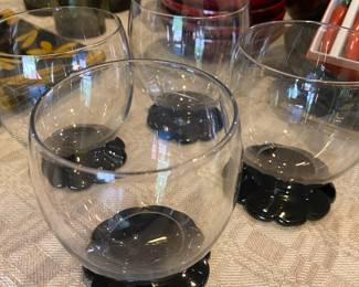Set of 4 Black Amethyst Parfait Desert Glasses