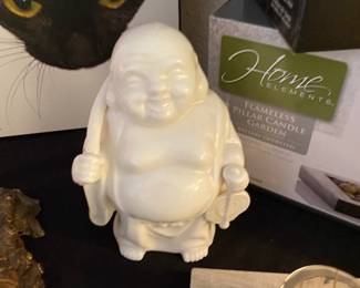 White Porcelain Laughing Buddha Figurine