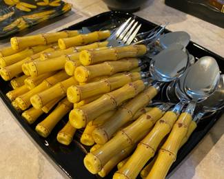 Bamboo Handle Silverware Set