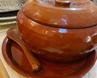 Honeycomb Enamel Covered Rice Serving Bowl With Spoon