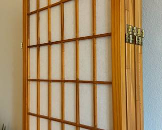 Light Wood and Rice Paper 3 Panel Shoji Screen