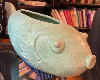 Cracked Ceramic Fish Vase