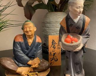 Japanese Hakata Clay Dolls - Madam Of Kaklemon, Happy Rope Maker