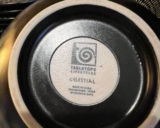 Tabletops Unlimited Celestial Black - Set of 9 Dinner Plates, 8 Salad Bowls, Tabletops Unlimited Celestial Ivory - Set of 2 Soup Bowls