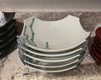 Set of 5 Rice Plates with Floral Design