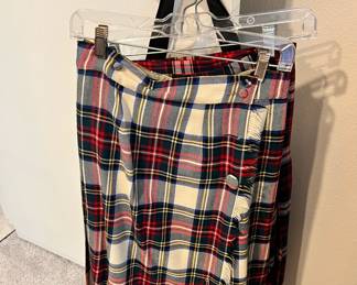 Two Plaid Skirts - White, Black and Red