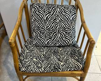 Zebra Cushioned Bamboo Arm Chair