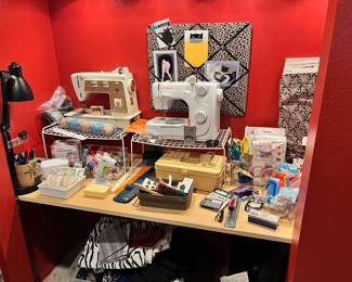 Singer Touch and Sew 780 Zig Zag Sewing Machine, Singer Sewing Machine - Prelude 8280, Assortment of Sewing Supplies
