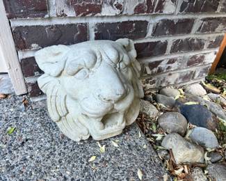 Concrete Lion Head Statue