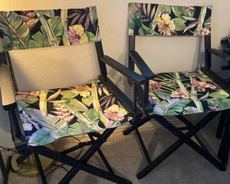 Pair of Black/Tropical Themed Director's Chairs