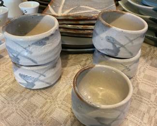 Set of 5 Cream/Gray Sake Tumblers