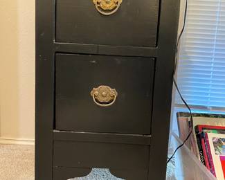 Black Double Drawer Night Stand