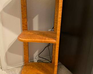 Light Burlwood Mid Century Modern Oval 3 Tier Shelf/Side Table