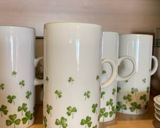 Set of Tall Porcelain Irish Coffee Mugs