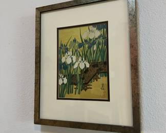 Framed and Matted Print of Japanese Irises