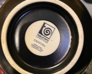 Tabletops Unlimited Celestial Black - Set of 9 Dinner Plates, 8 Salad Bowls, Tabletops Unlimited Celestial Ivory - Set of 2 Soup Bowls