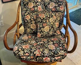 Bamboo Papasan Chair with Floral Cushions