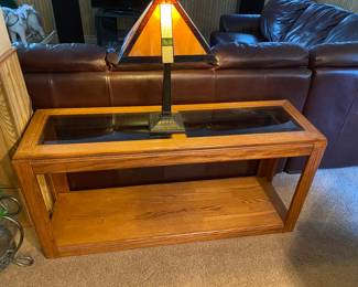 Entry Way with Beveled Glass Insert. Frank Lloyd Wright Table Lamp