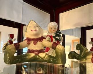 Pair of 1950's Porcelain Christmas Elves