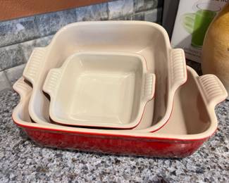 Set of 3 Le Creuset Stoneware Heritage Baking Dishes