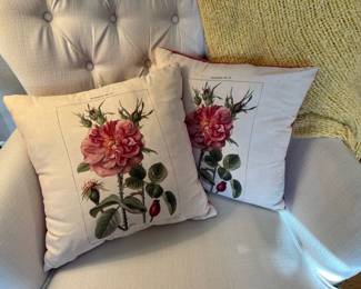 White Tufted/Studded Arm Chair