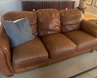 Cognac Brown Leather Couch