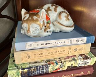 Kutani Japanese Porcelain Sleeping Cat Sculpture