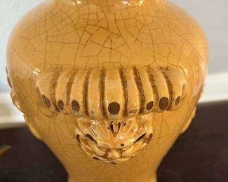 Light Brown Pottery Vase with Lion Motif