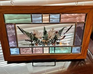 Stained Glass Window with Pressed Flowers