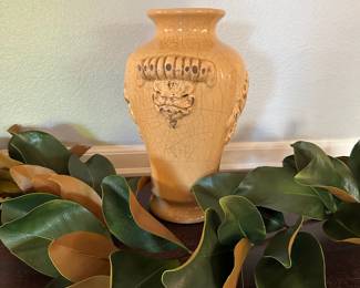 Light Brown Pottery Vase with Lion Motif