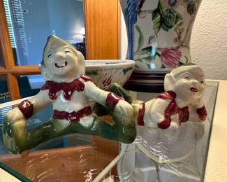 Pair of 1950's Porcelain Christmas Elves