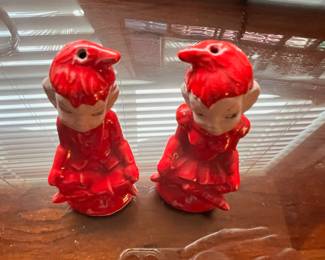Pair of Sitting Red Pixie Salt and Pepper Shakers
