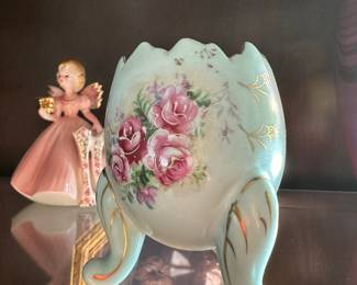 Inarco with Rose Design Footed Egg Vase/Dish - E-116/S