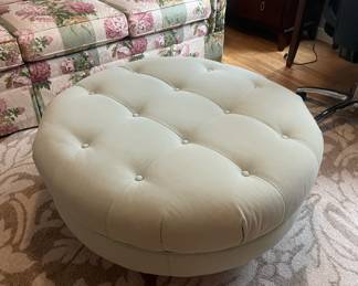 Round Cream Tufted Ottoman