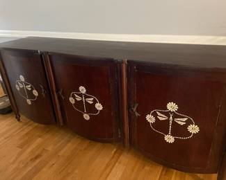 Dark Rosewood 3 Door Buffet with Dragonfly Design