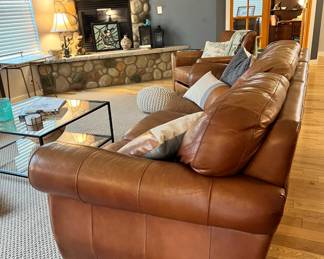 Cognac Brown Leather Couch